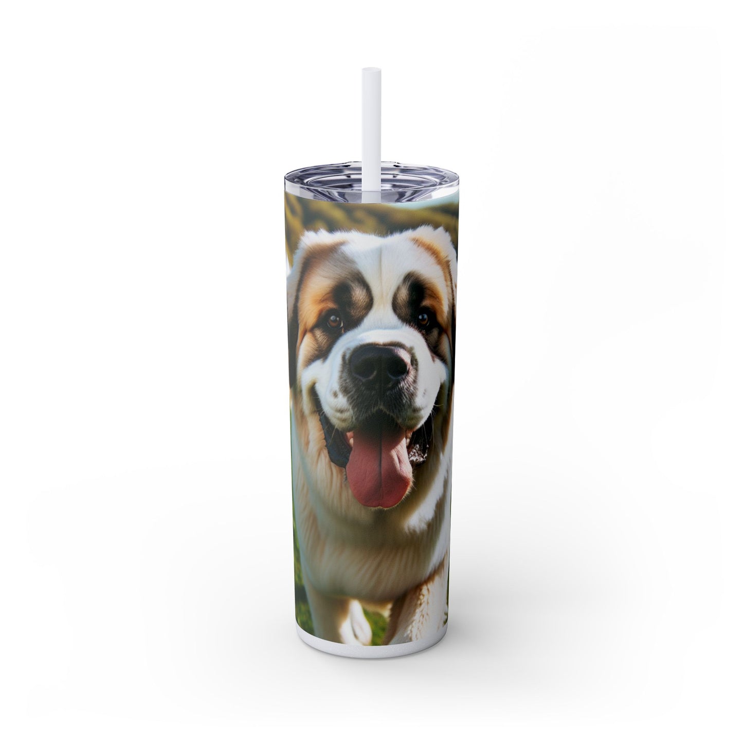 Pyrenean Mastiff Skinny Tumbler with Straw, 20oz