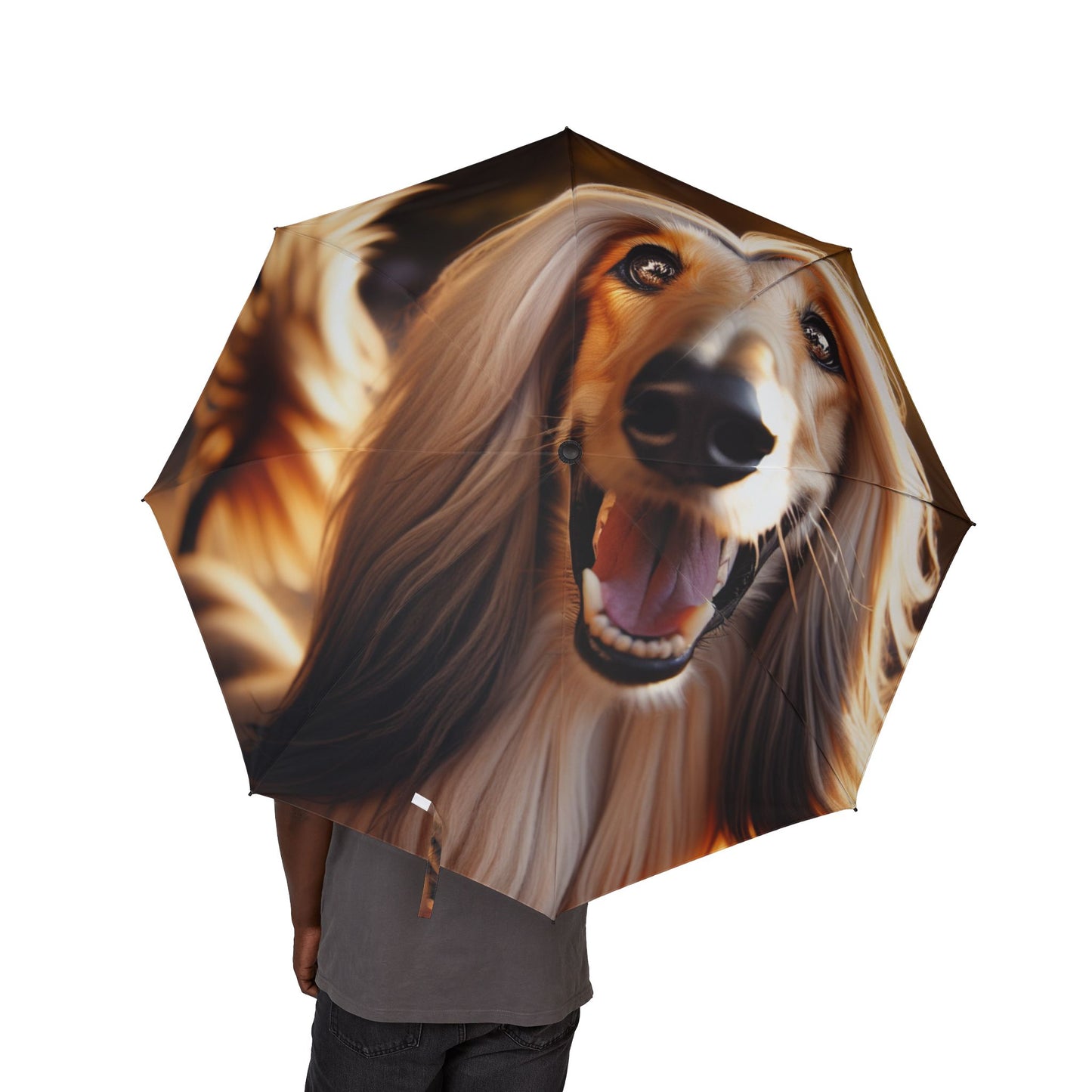 Afghan Hound Semi-Automatic Foldable Umbrella