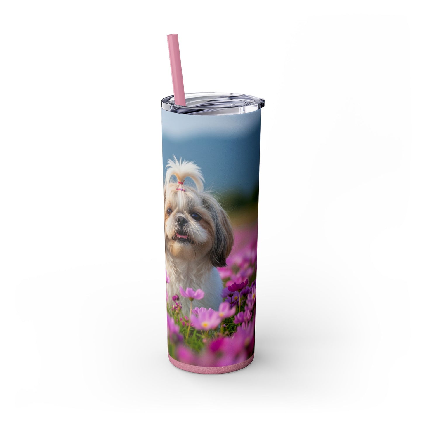 Shih Tzu Skinny Tumbler with Straw, 20oz