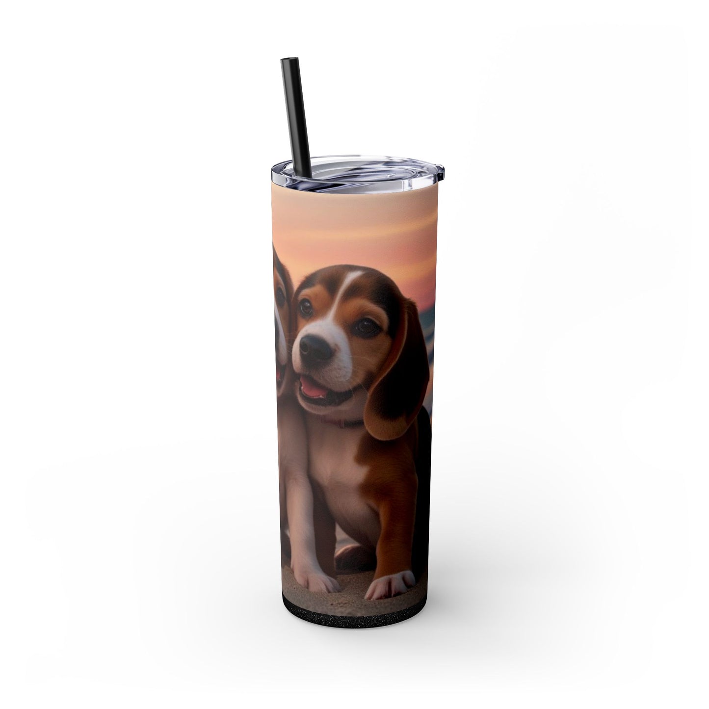 Beagle Love Skinny Tumbler with Straw, 20oz