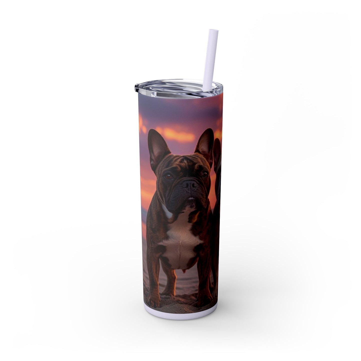 French Bulldog Love Skinny Tumbler with Straw, 20oz