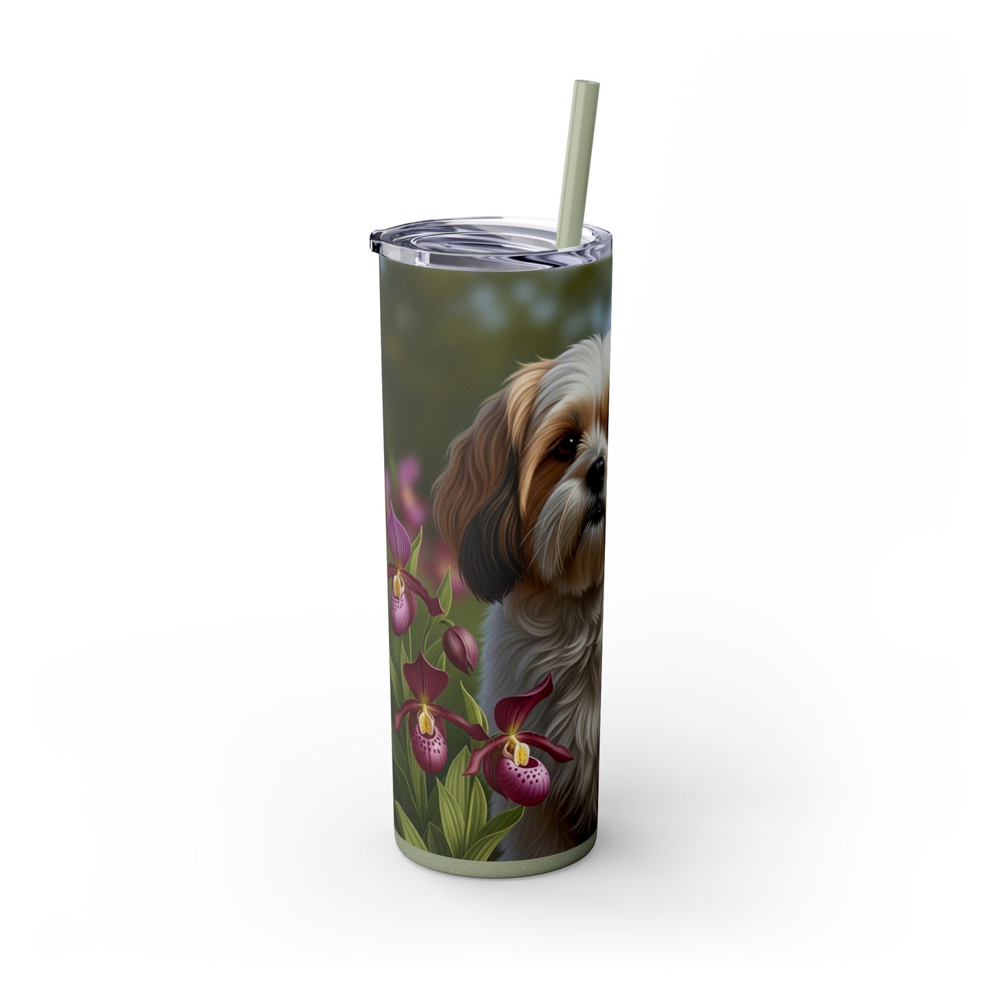 Lhasa Apso Skinny Tumbler with Straw, 20oz