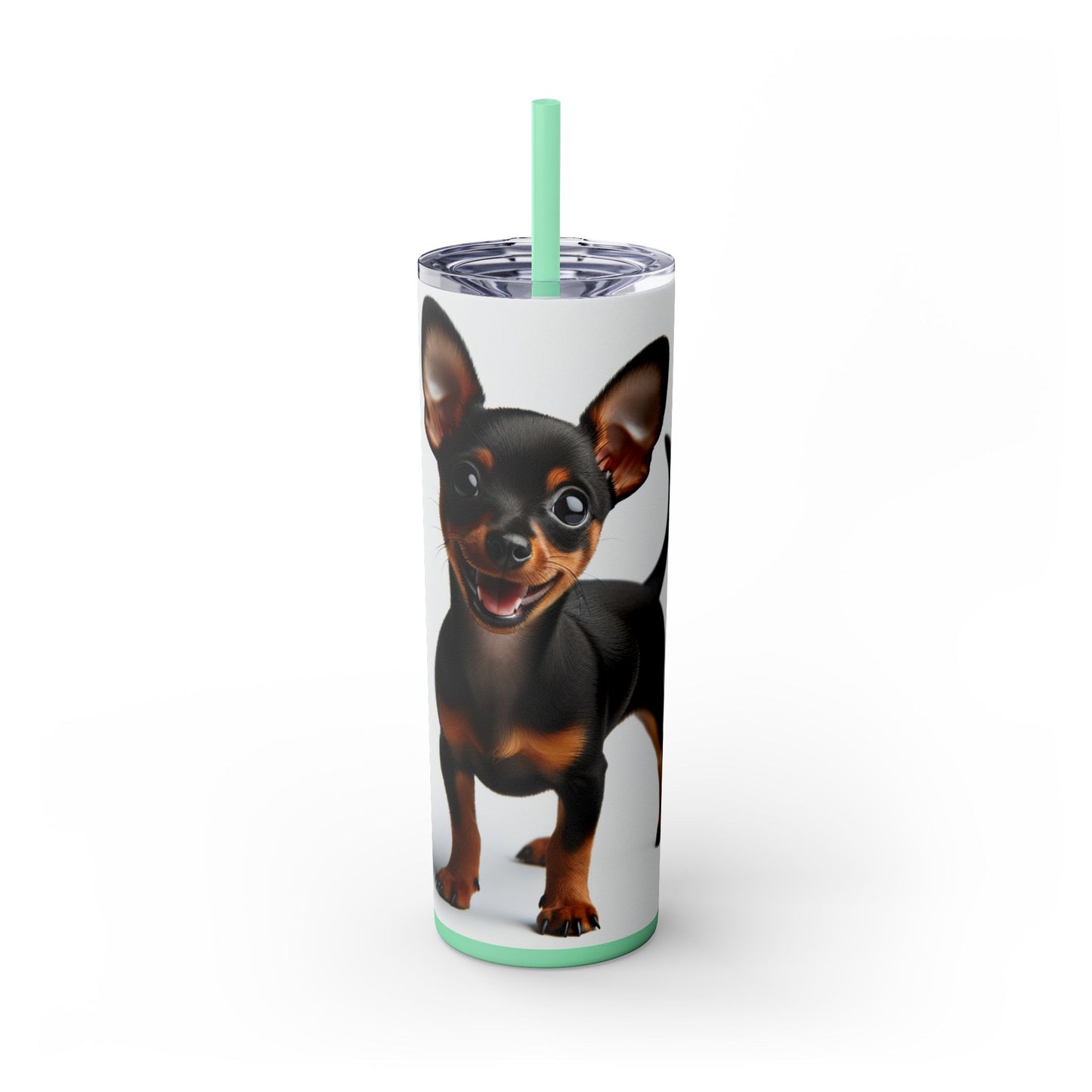 Miniature Pinscher Skinny Tumbler with Straw, 20oz