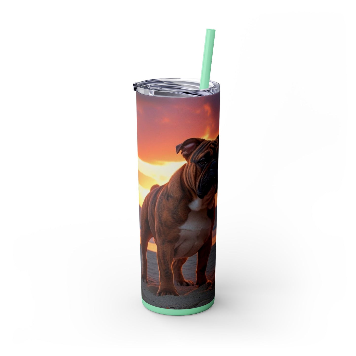 Bulldog Love Skinny Tumbler with Straw, 20oz