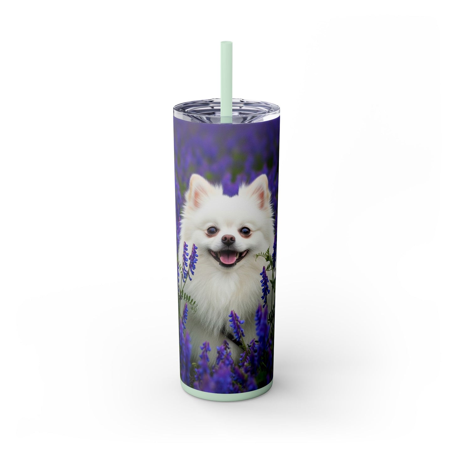 Pomeranian Skinny Tumbler with Straw, 20oz