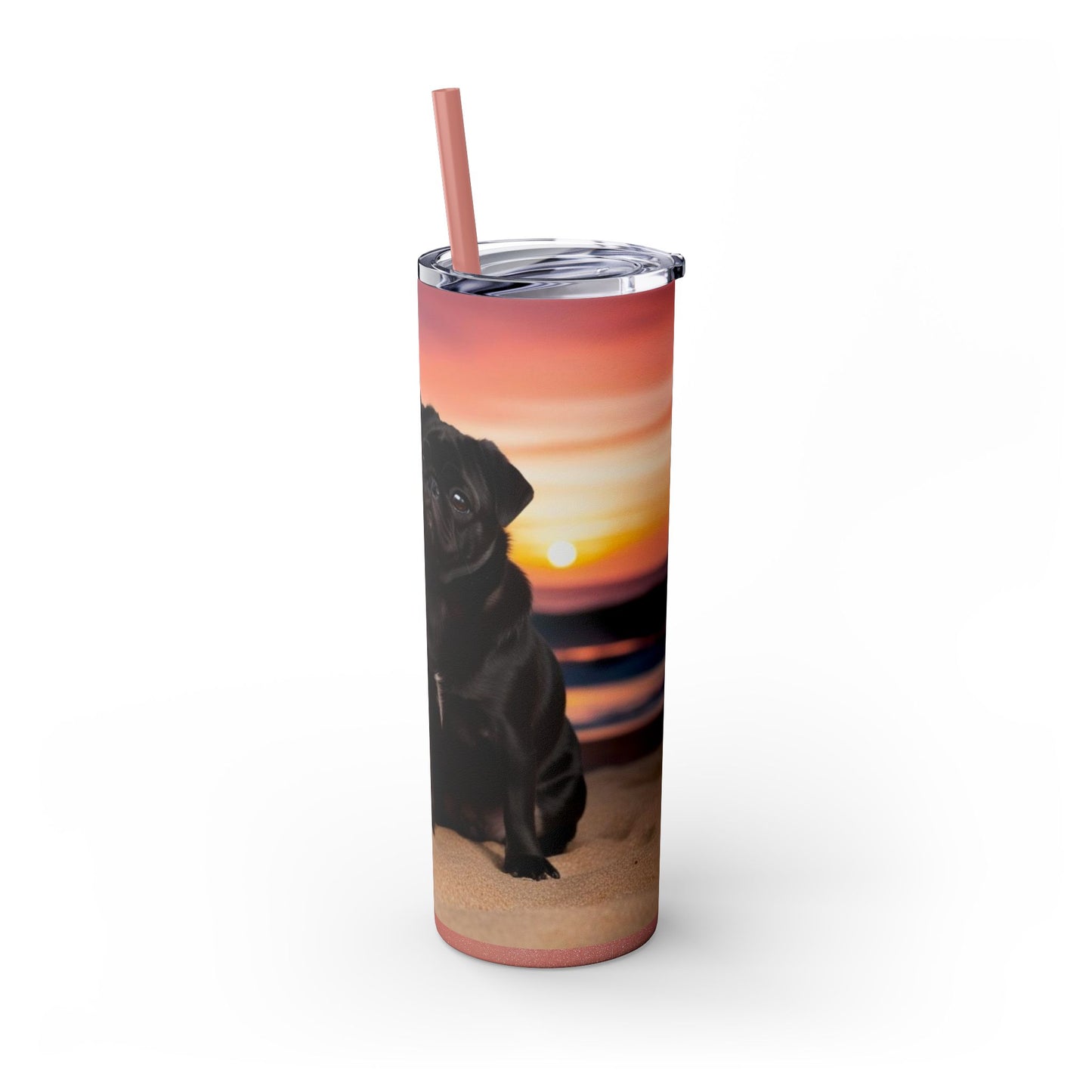 Pug Love Skinny Tumbler with Straw, 20oz