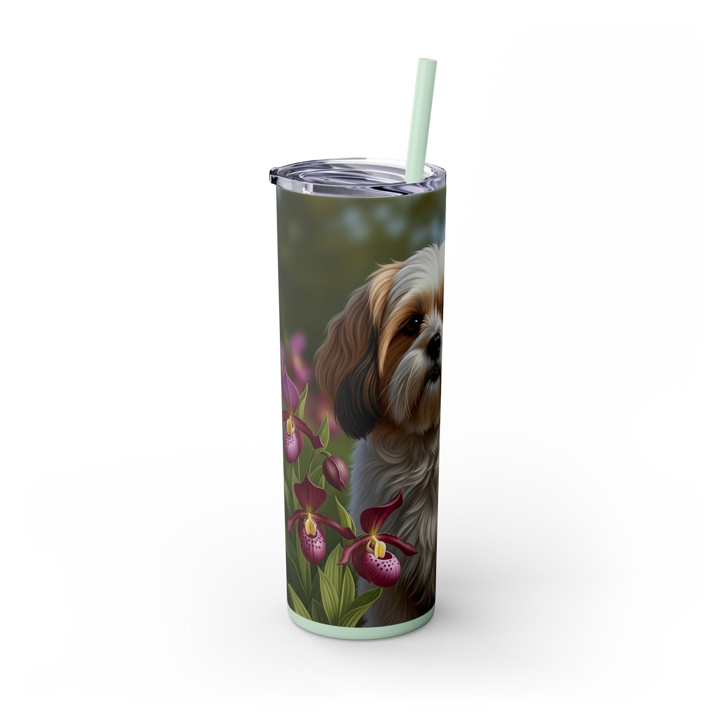 Lhasa Apso Skinny Tumbler with Straw, 20oz