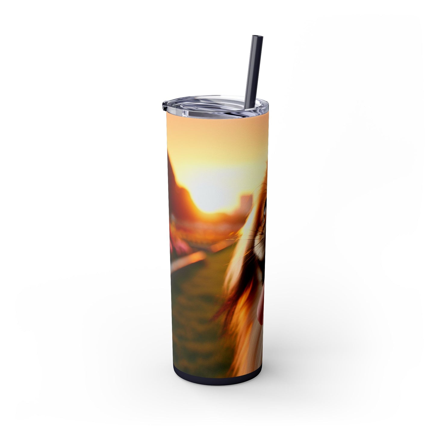 Pekingese Skinny Tumbler with Straw, 20oz