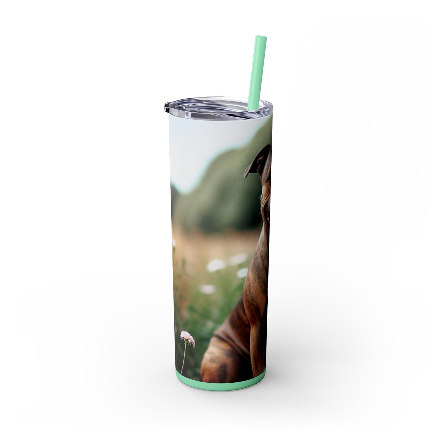 Staffordshire Bull Terrier Skinny Tumbler with Straw, 20oz