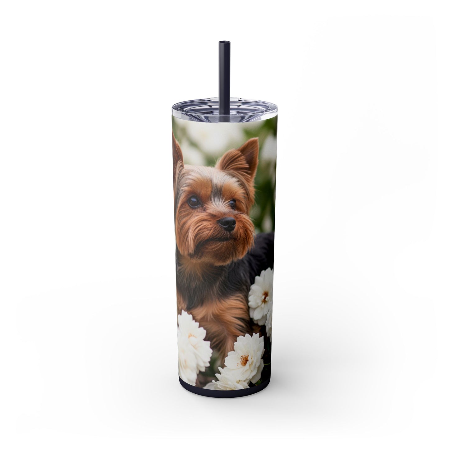 Yorkshire Terrier Skinny Tumbler with Straw, 20oz