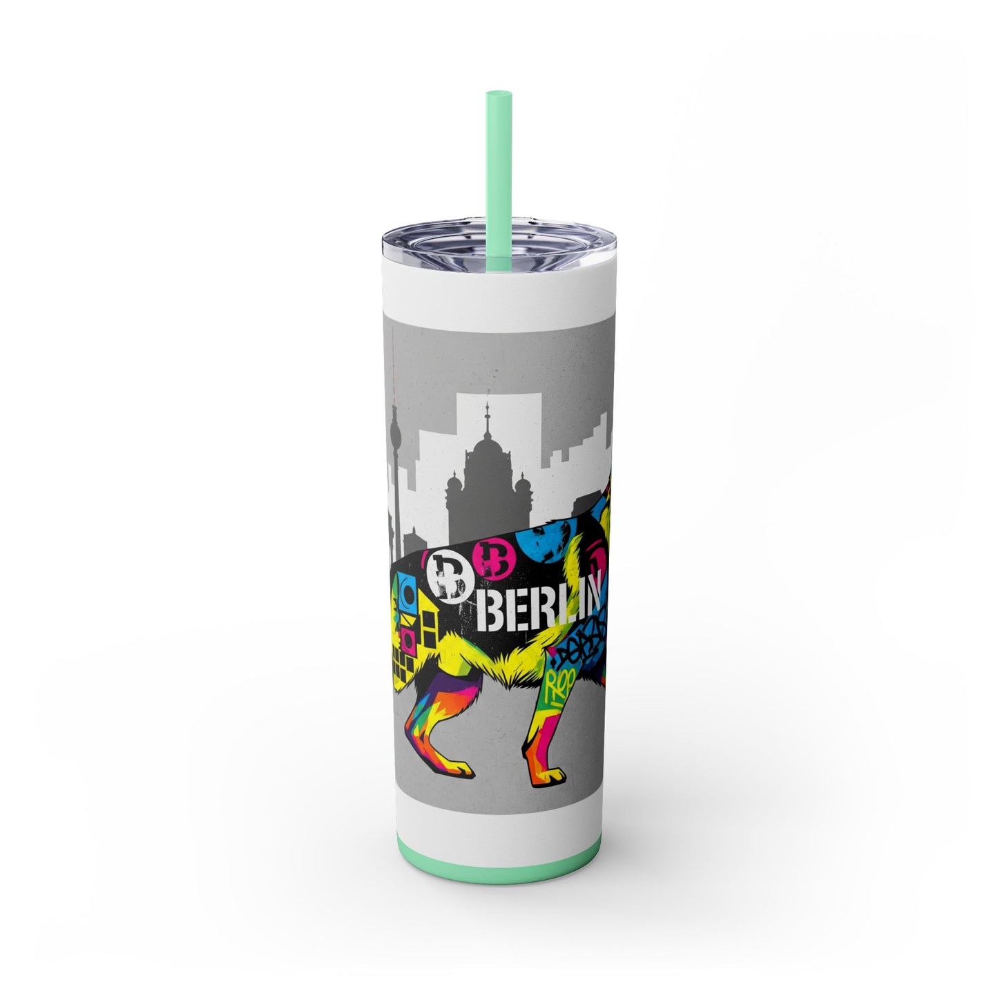 German Shepherd Skinny Tumbler with Straw, 20oz