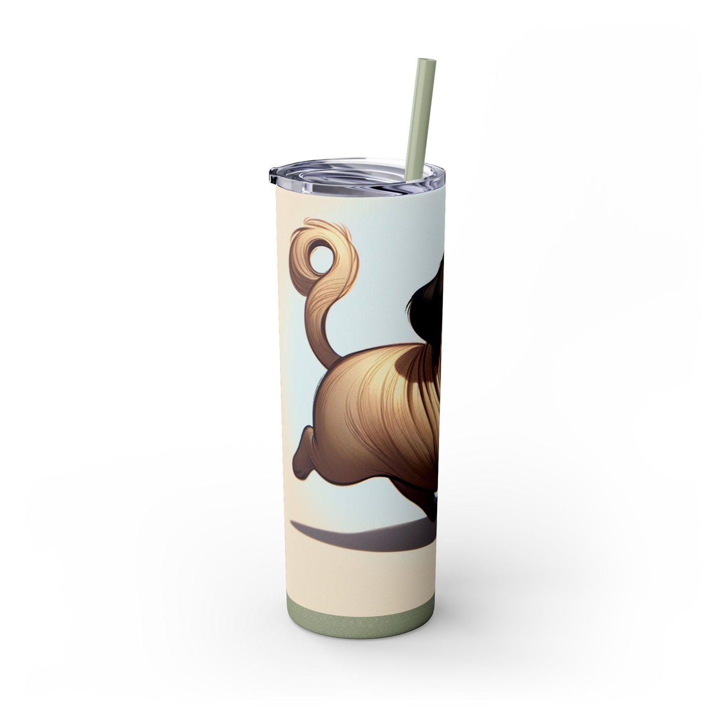Pug Skinny Tumbler with Straw, 20oz