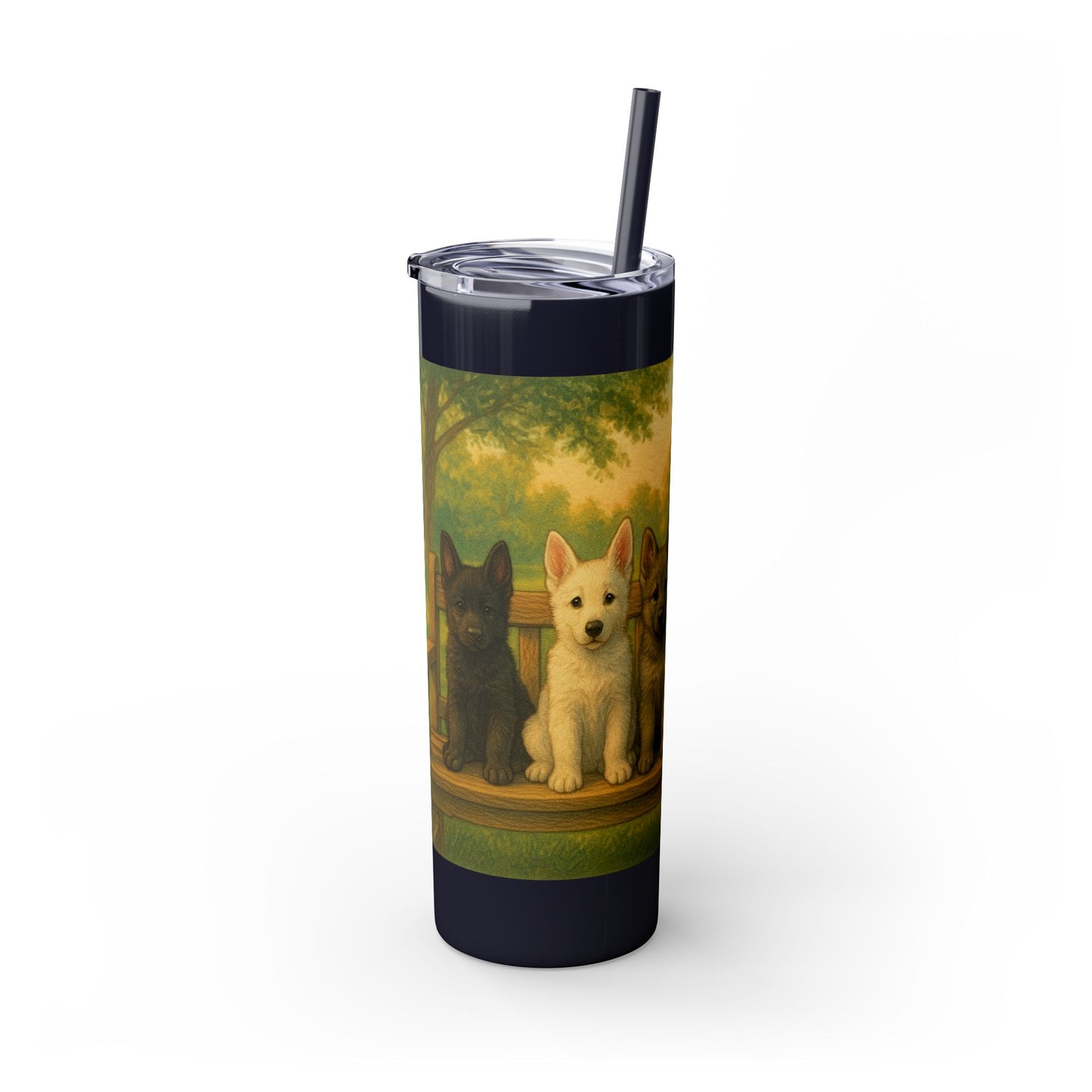 German Shepherd puppies Tumbler with Straw, 20oz