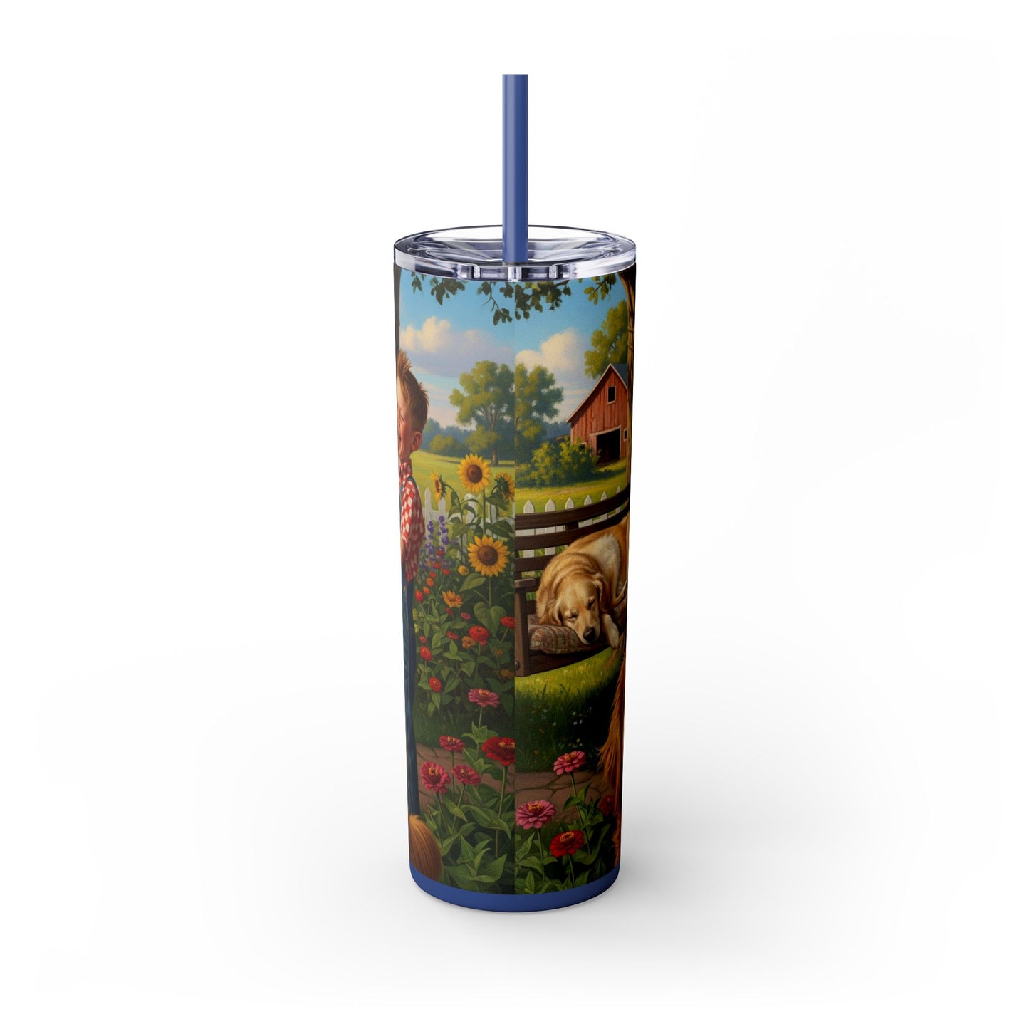 Golden Retriever Skinny Tumbler with Straw, 20oz