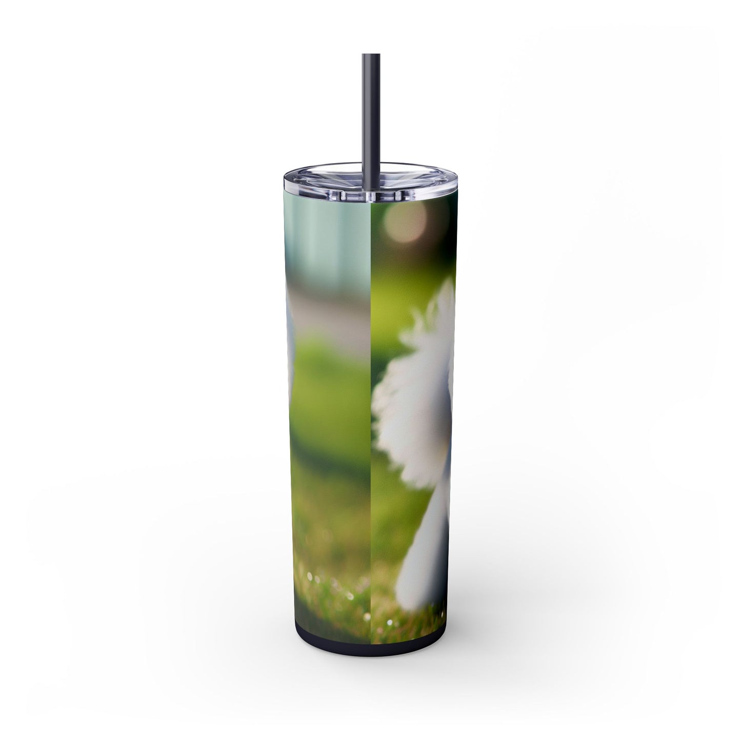 Bichon Frise Skinny Tumbler with Straw, 20oz