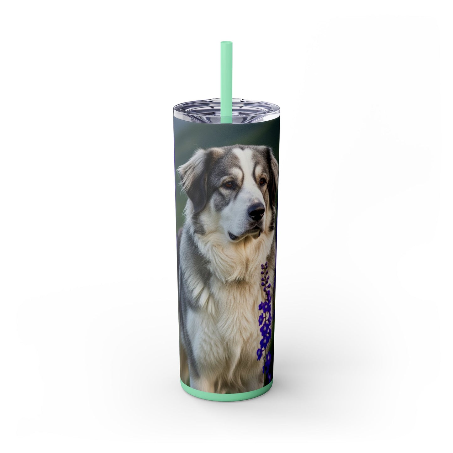 Tatra Shepherd Dog Skinny Tumbler with Straw, 20oz