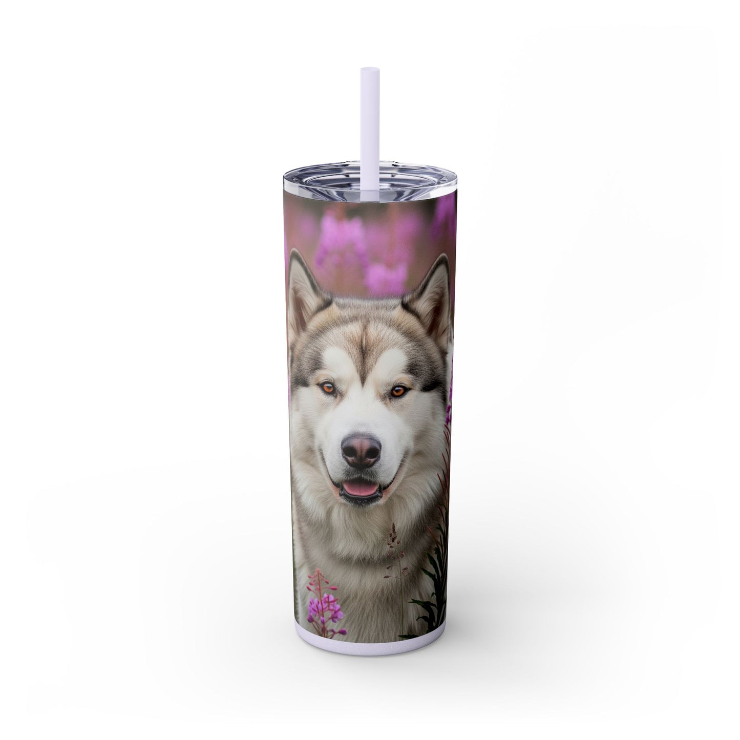 Alaskan Malamute Skinny Tumbler with Straw, 20oz