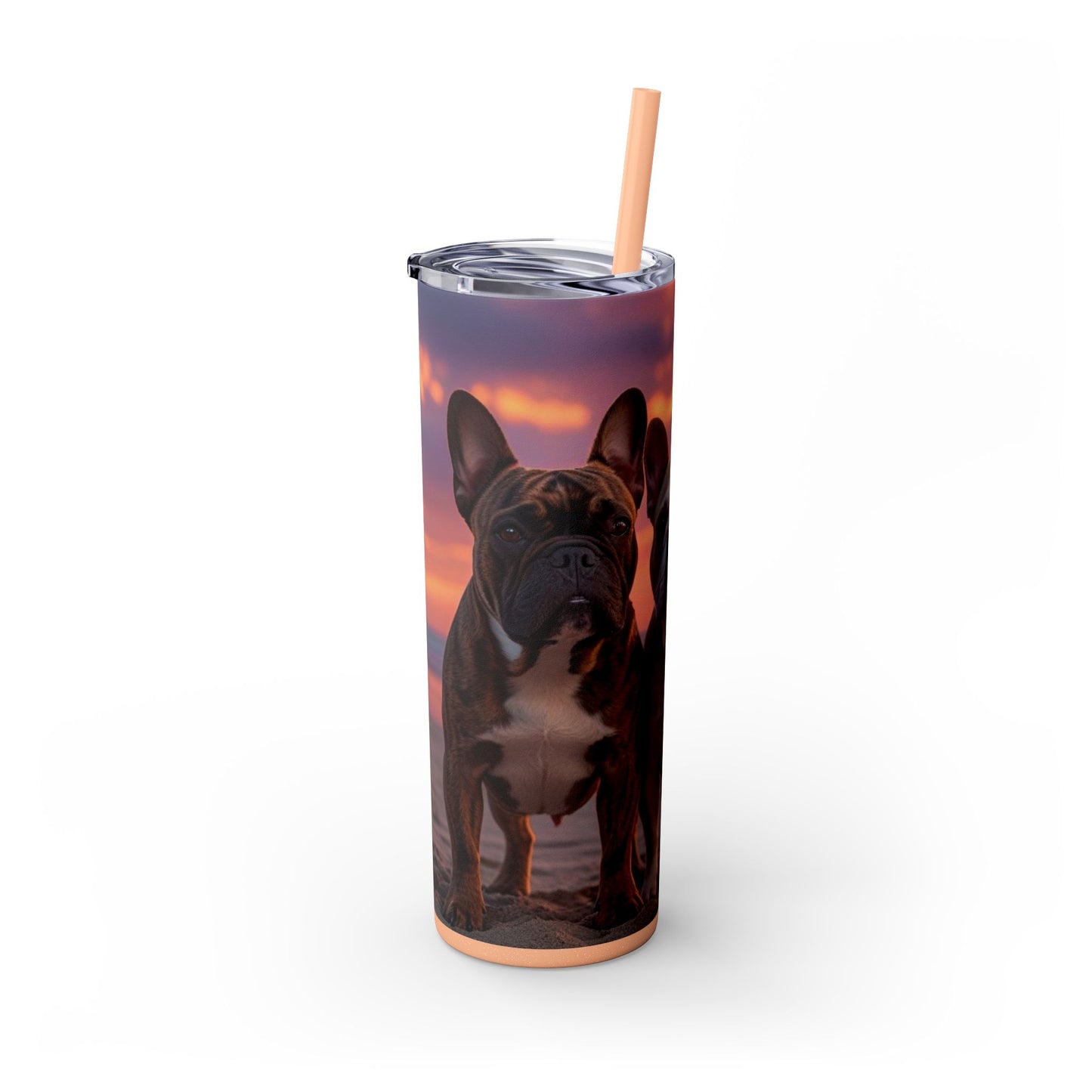 French Bulldog Love Skinny Tumbler with Straw, 20oz