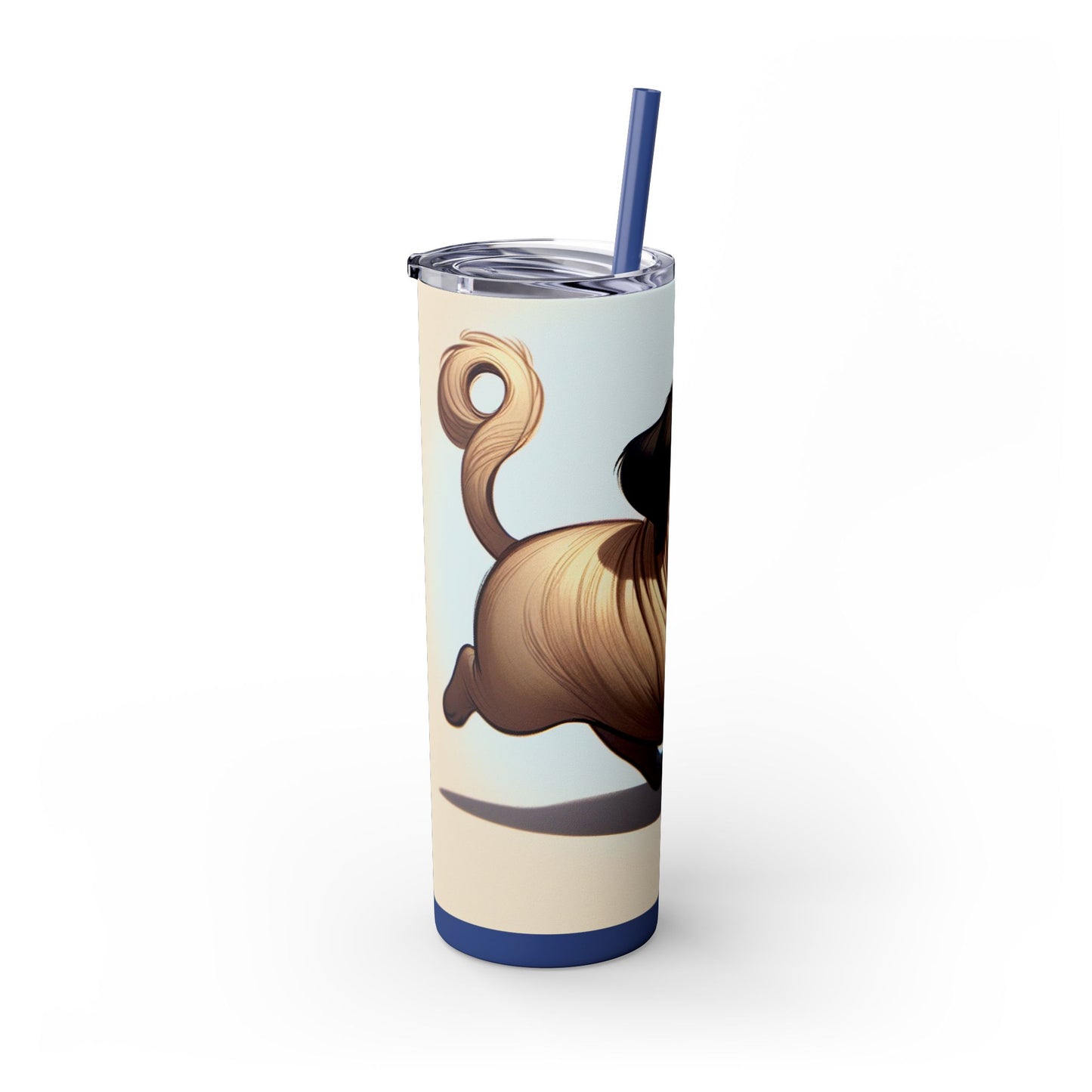 Pug Skinny Tumbler with Straw, 20oz