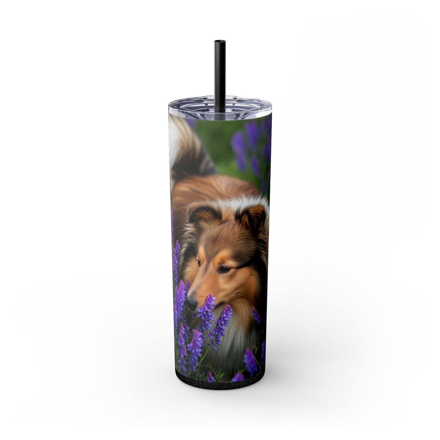 Shetland Sheepdog Skinny Tumbler with Straw, 20oz