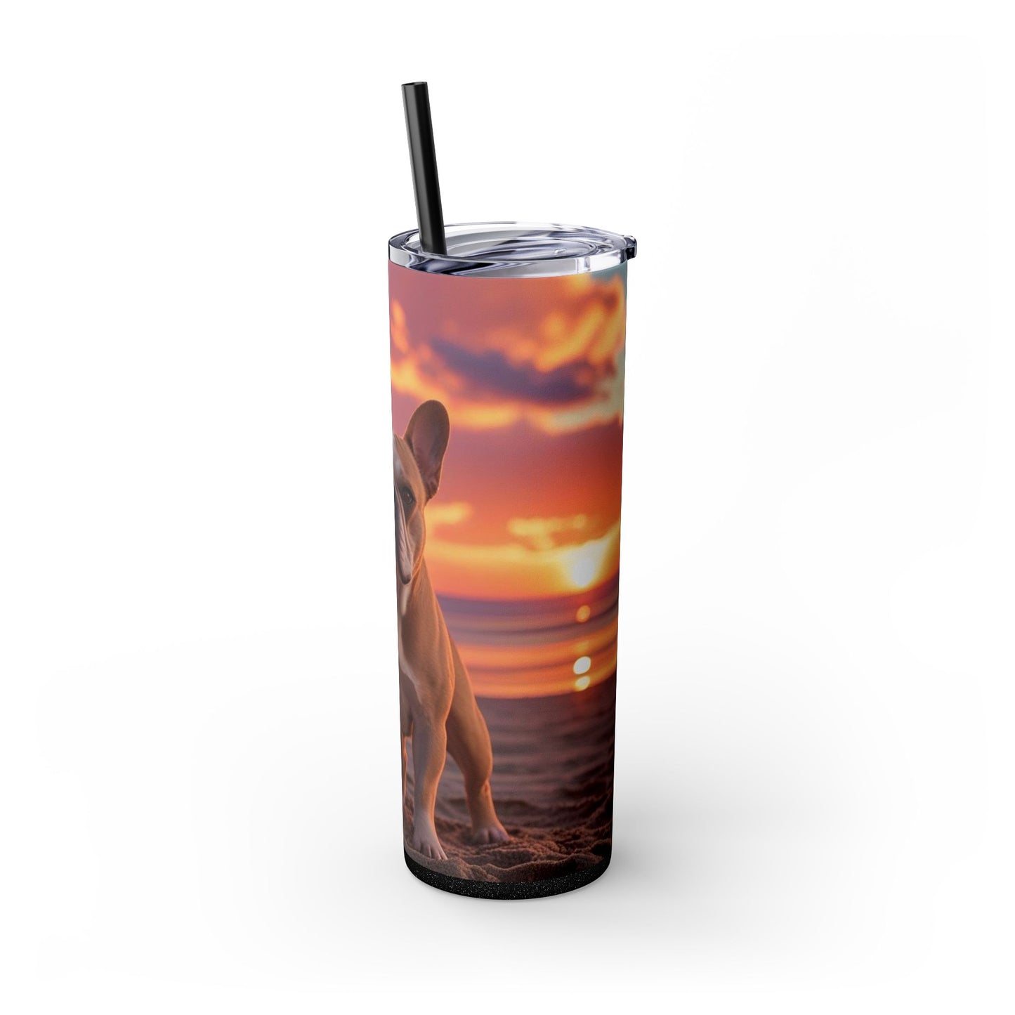 French Bulldog Love Skinny Tumbler with Straw, 20oz
