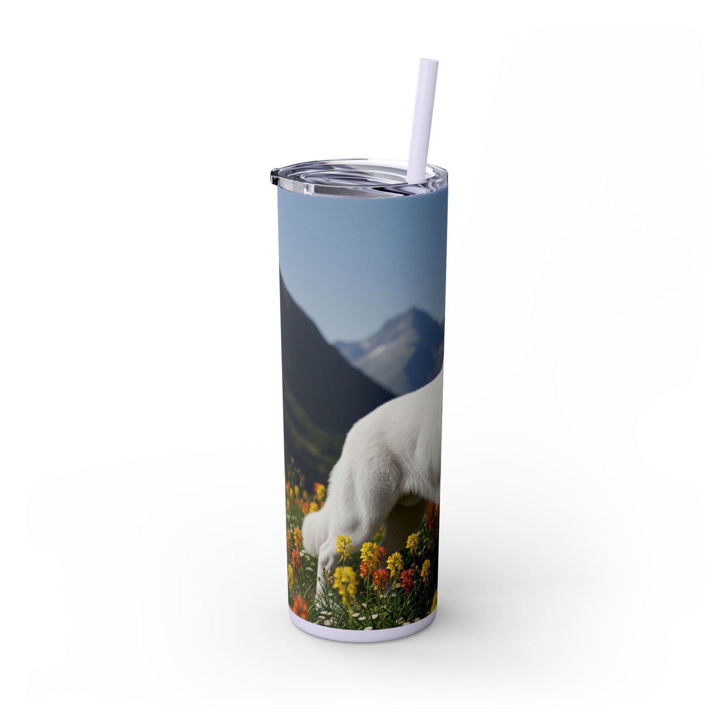 White Swiss Shepherd Dog Skinny Tumbler with Straw, 20oz