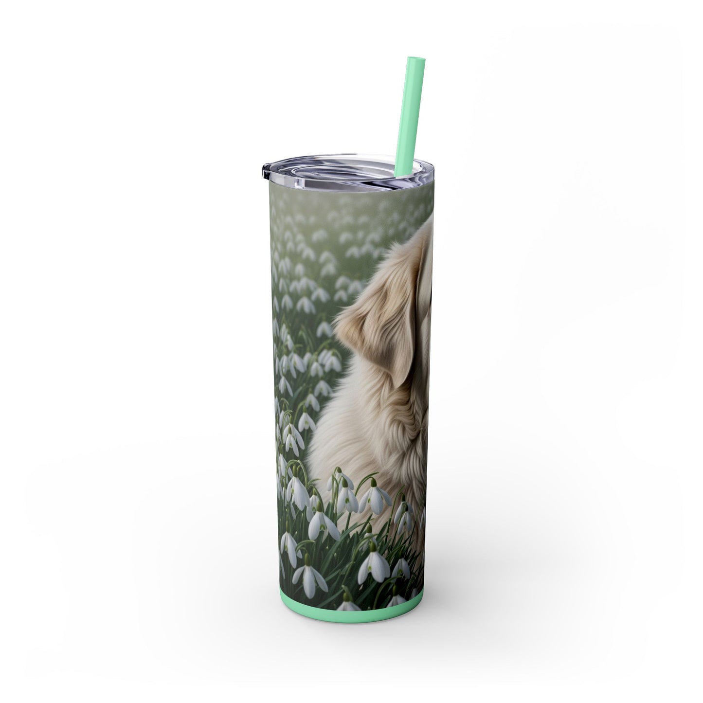 Pyrenean Mastiff Skinny Tumbler with Straw, 20oz