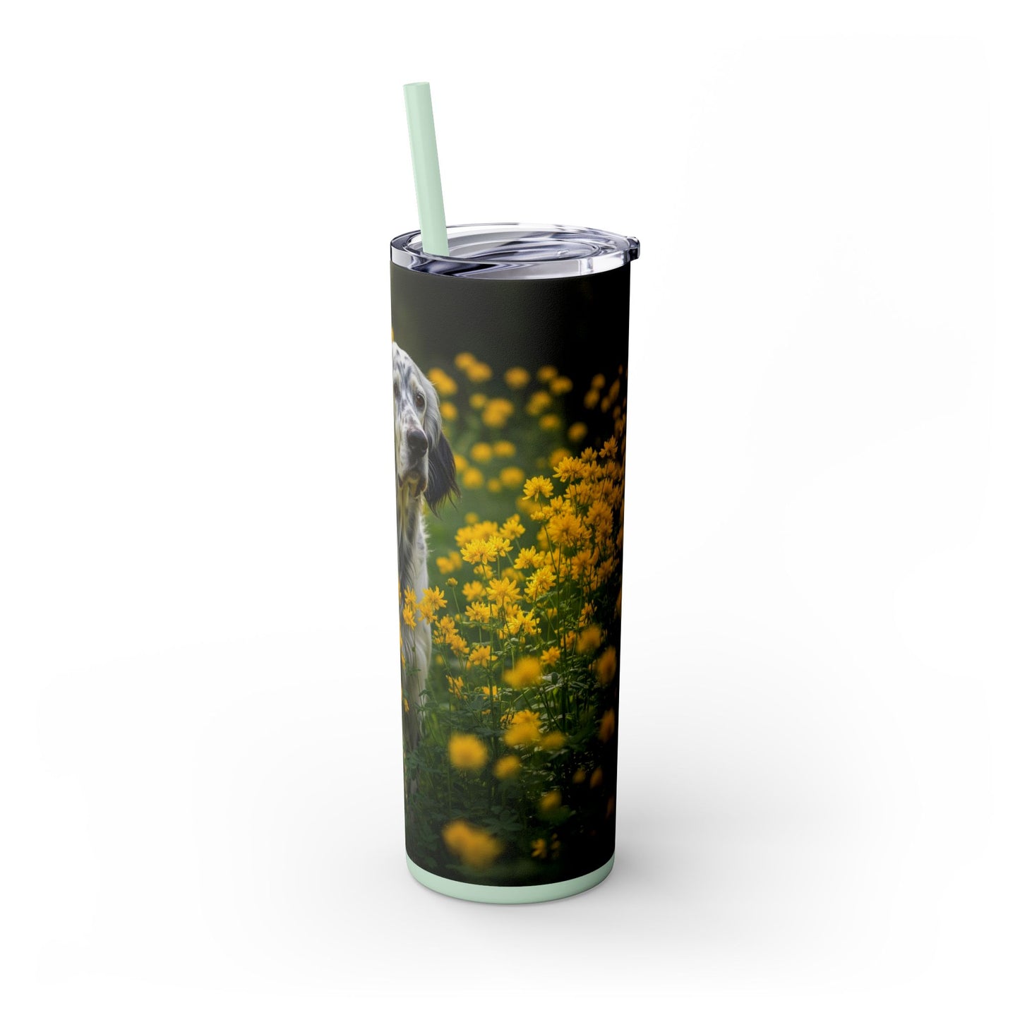 English Setter Skinny Tumbler with Straw, 20oz