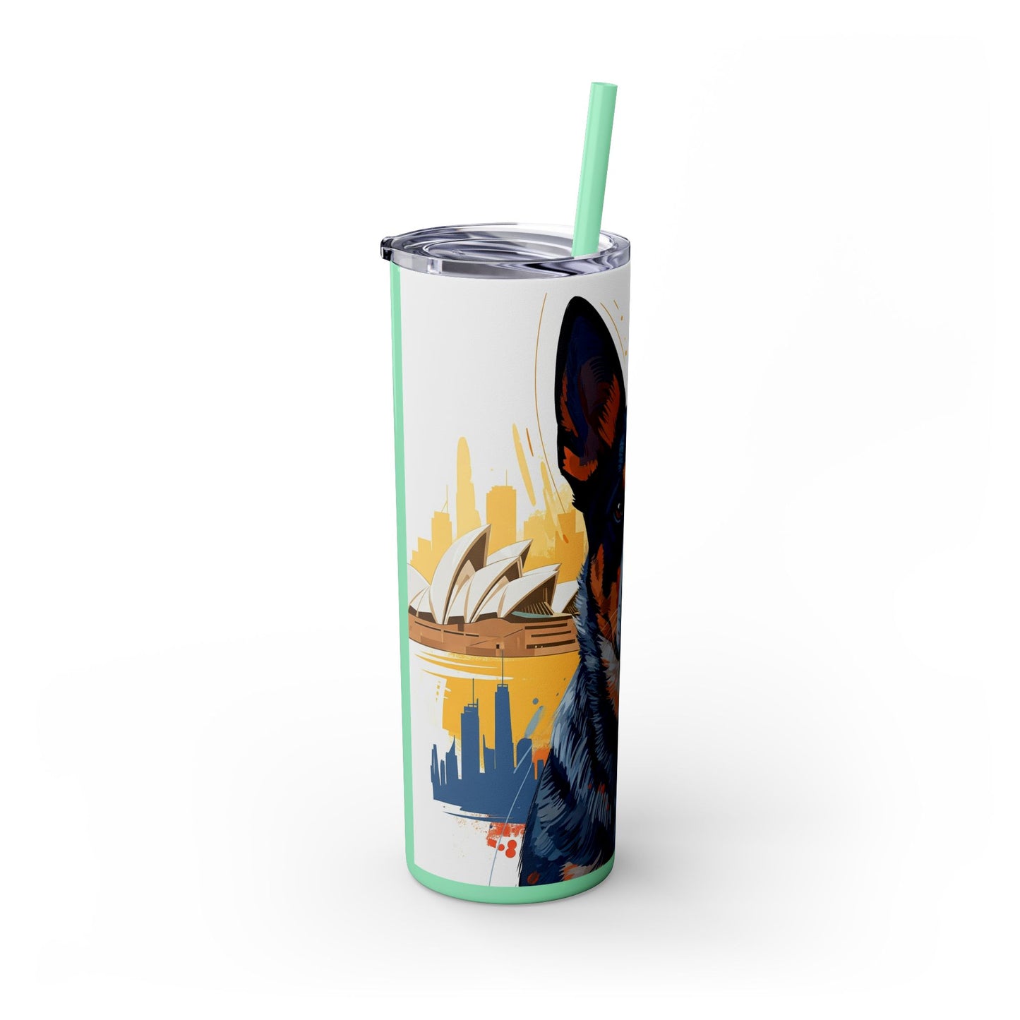Australian Cattle Dog Skinny Tumbler with Straw, 20oz