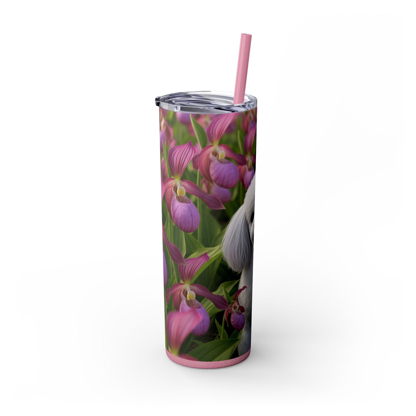 Toy Poodle Skinny Tumbler with Straw, 20oz