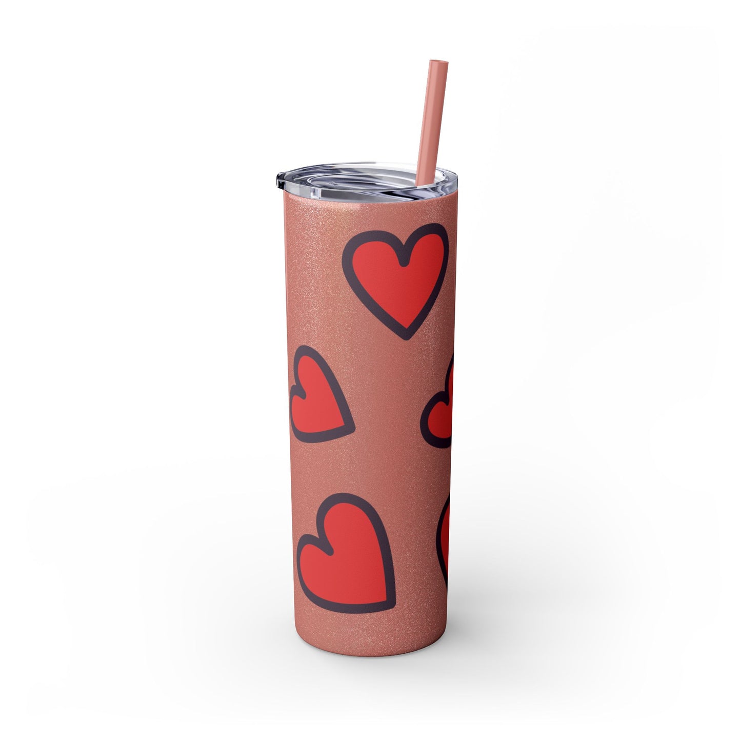 Hearts Skinny Tumbler with Straw, 20oz