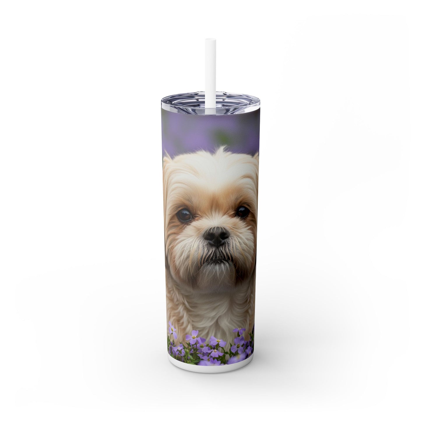 Shih-poo Skinny Tumbler with Straw, 20oz