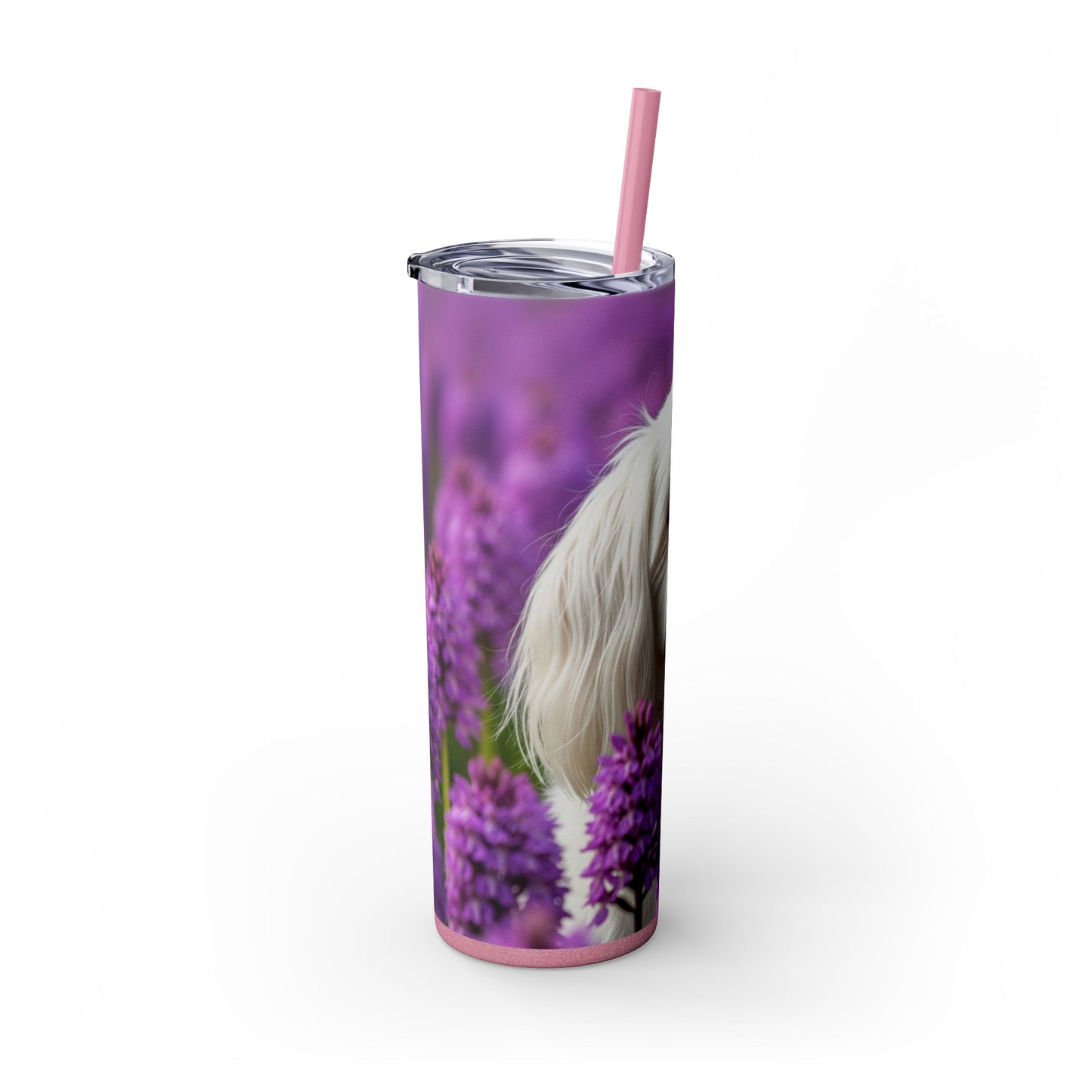 Maltese Skinny Tumbler with Straw, 20oz