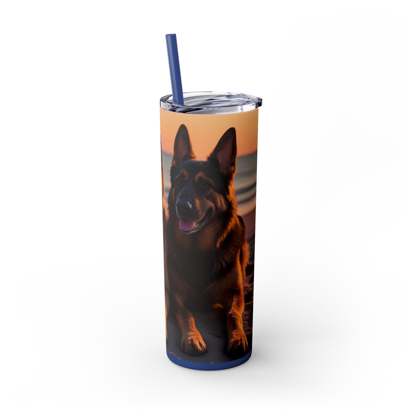 German Shepherd Love Skinny Tumbler with Straw, 20oz