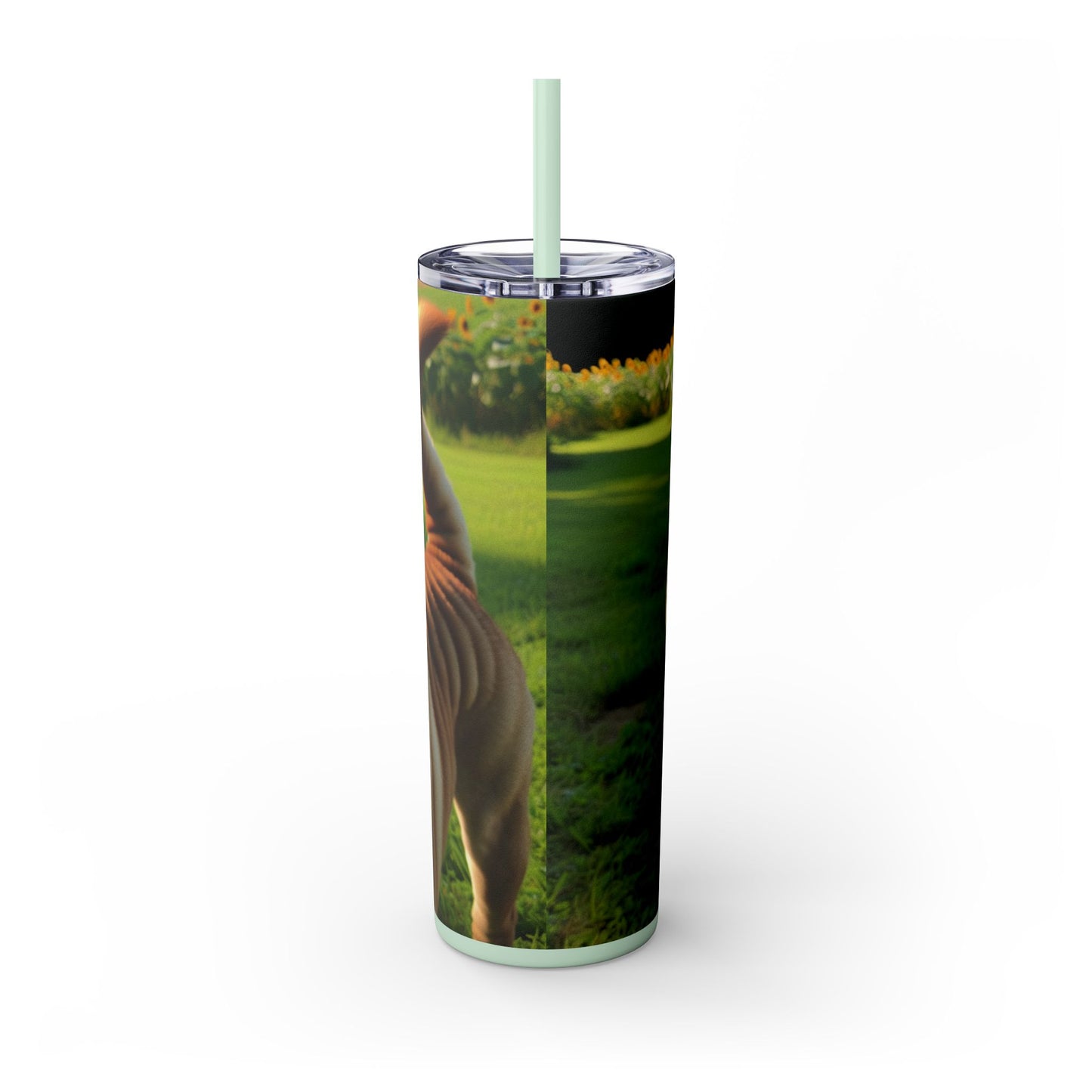 Shar Pei Skinny Tumbler with Straw, 20oz