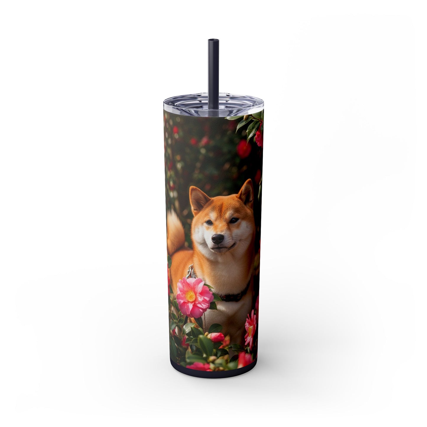 Shiba Inu Skinny Tumbler with Straw, 20oz
