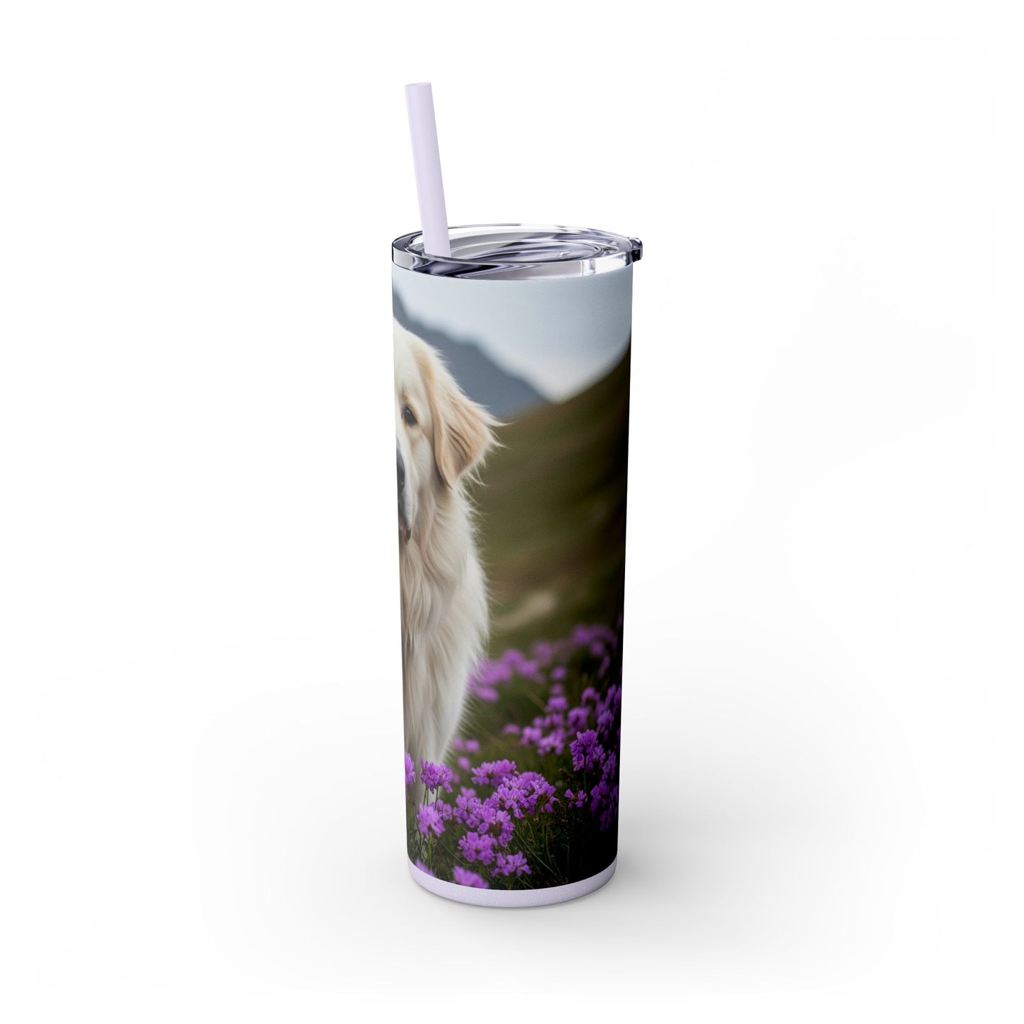 Pyrenean Mountain Dog Skinny Tumbler with Straw, 20oz