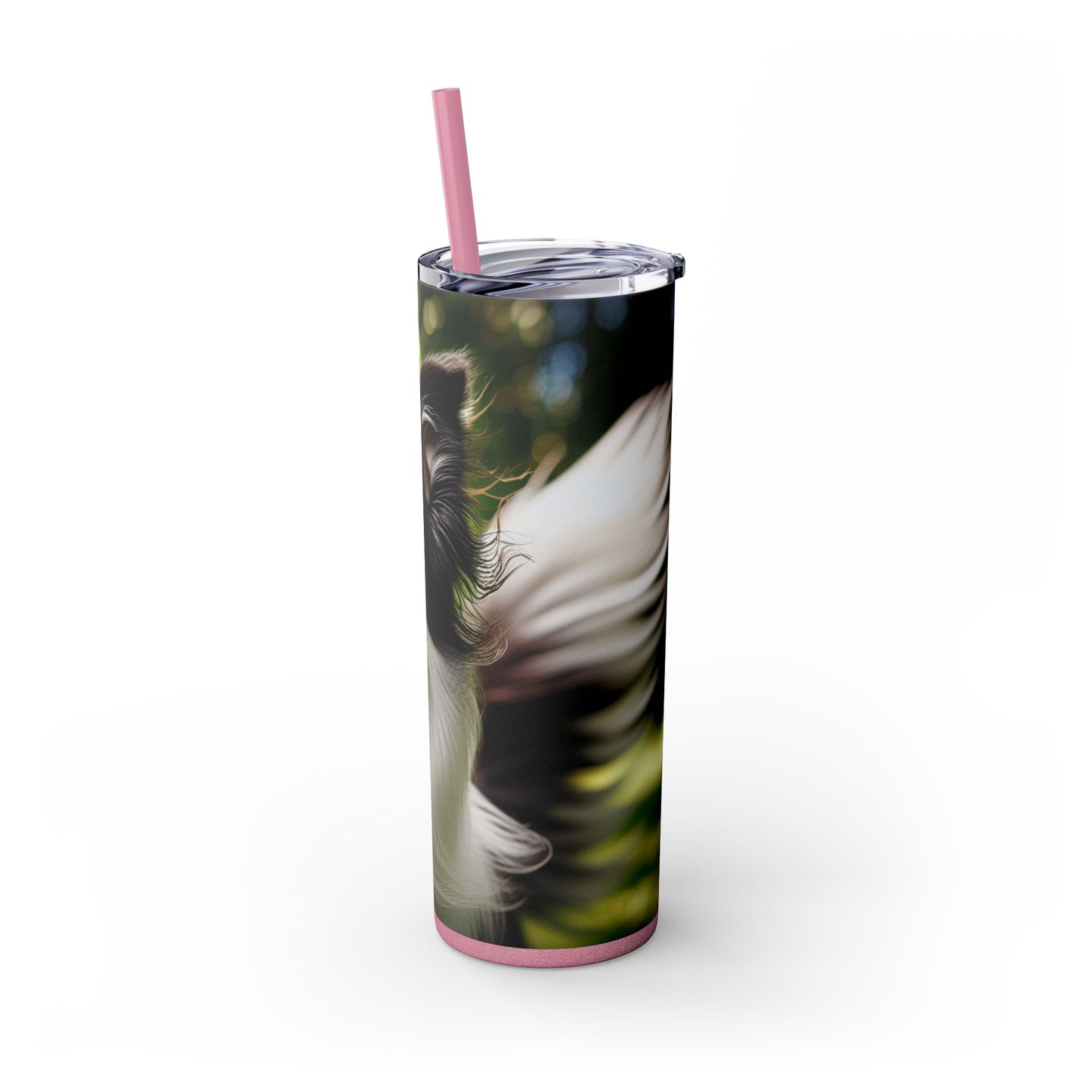 Border Collie Skinny Tumbler with Straw, 20oz