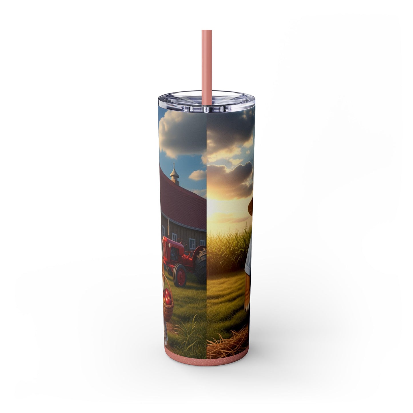 Bulldog Skinny Tumbler with Straw, 20oz