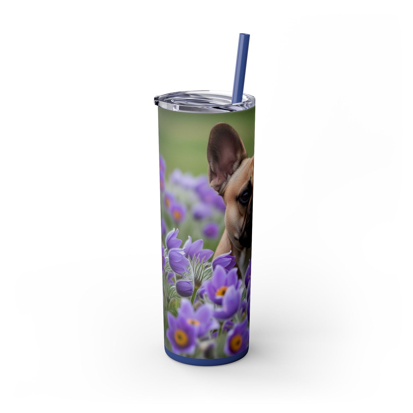 French Bulldog Skinny Tumbler with Straw, 20oz