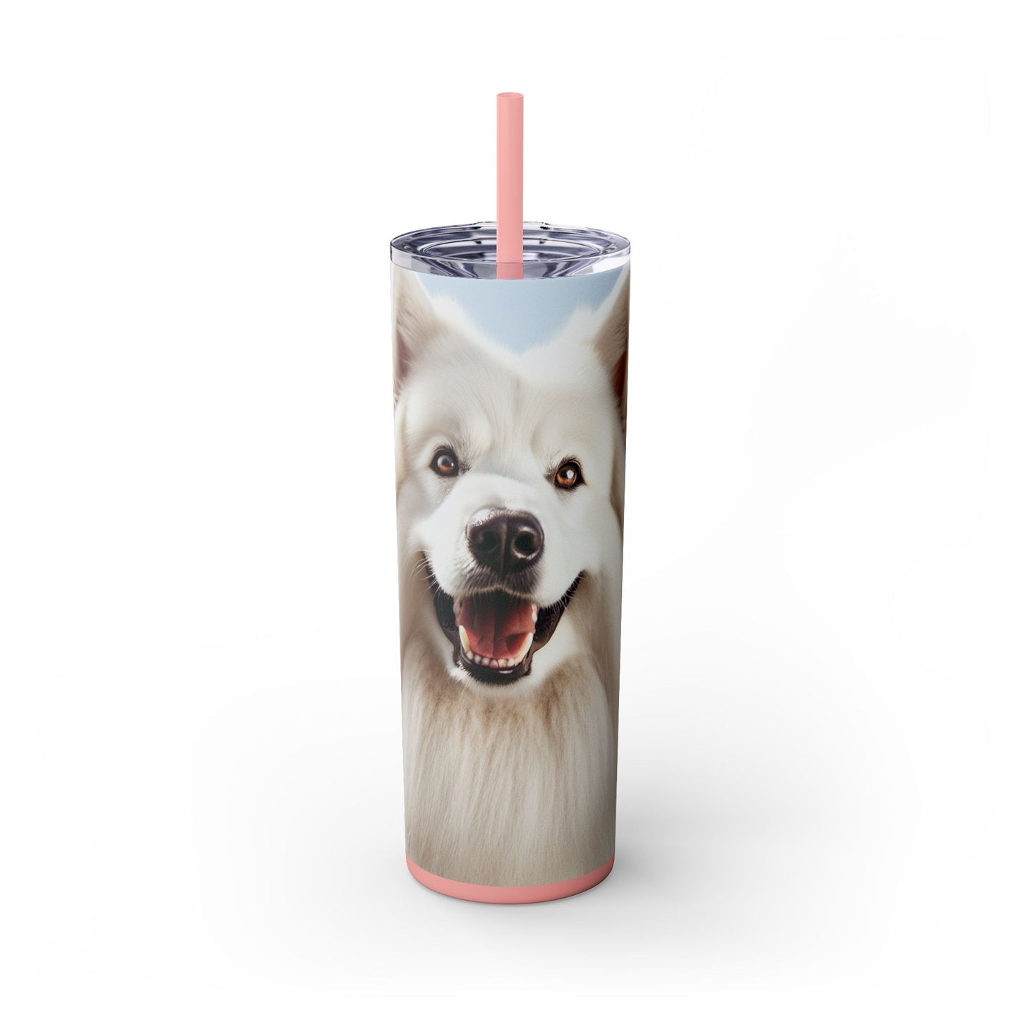 White Swiss Shepherd Dog Skinny Tumbler with Straw, 20oz