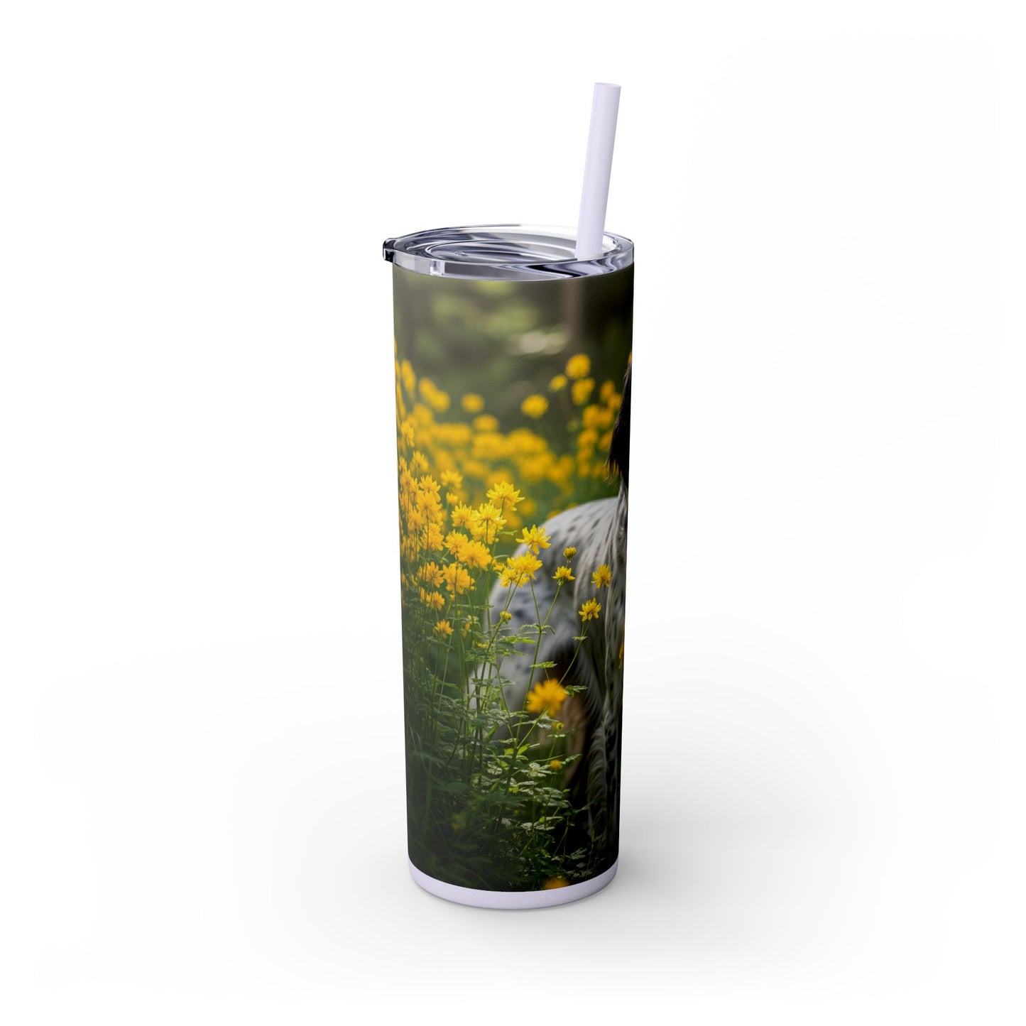 English Setter Skinny Tumbler with Straw, 20oz