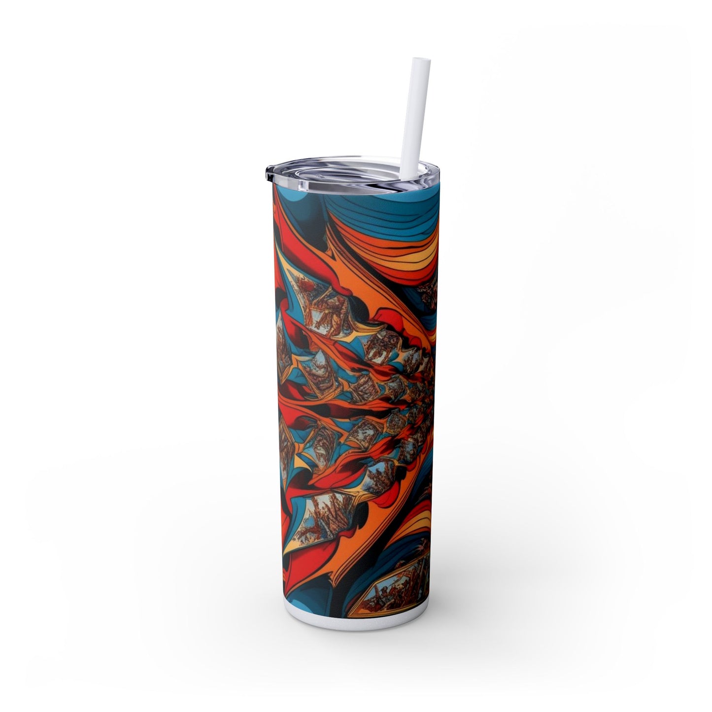 Optical Illusion Skinny Tumbler with Straw, 20oz