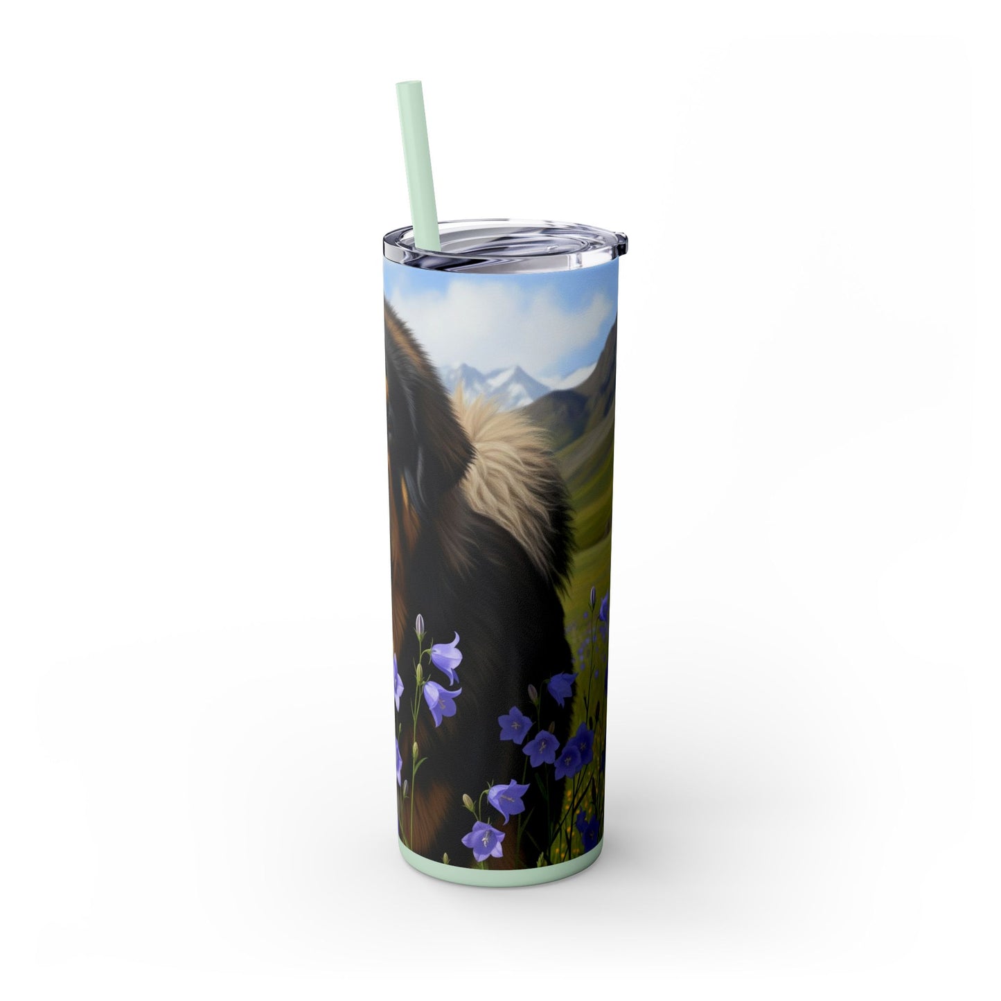 Tibetan Mastiff Skinny Tumbler with Straw, 20oz