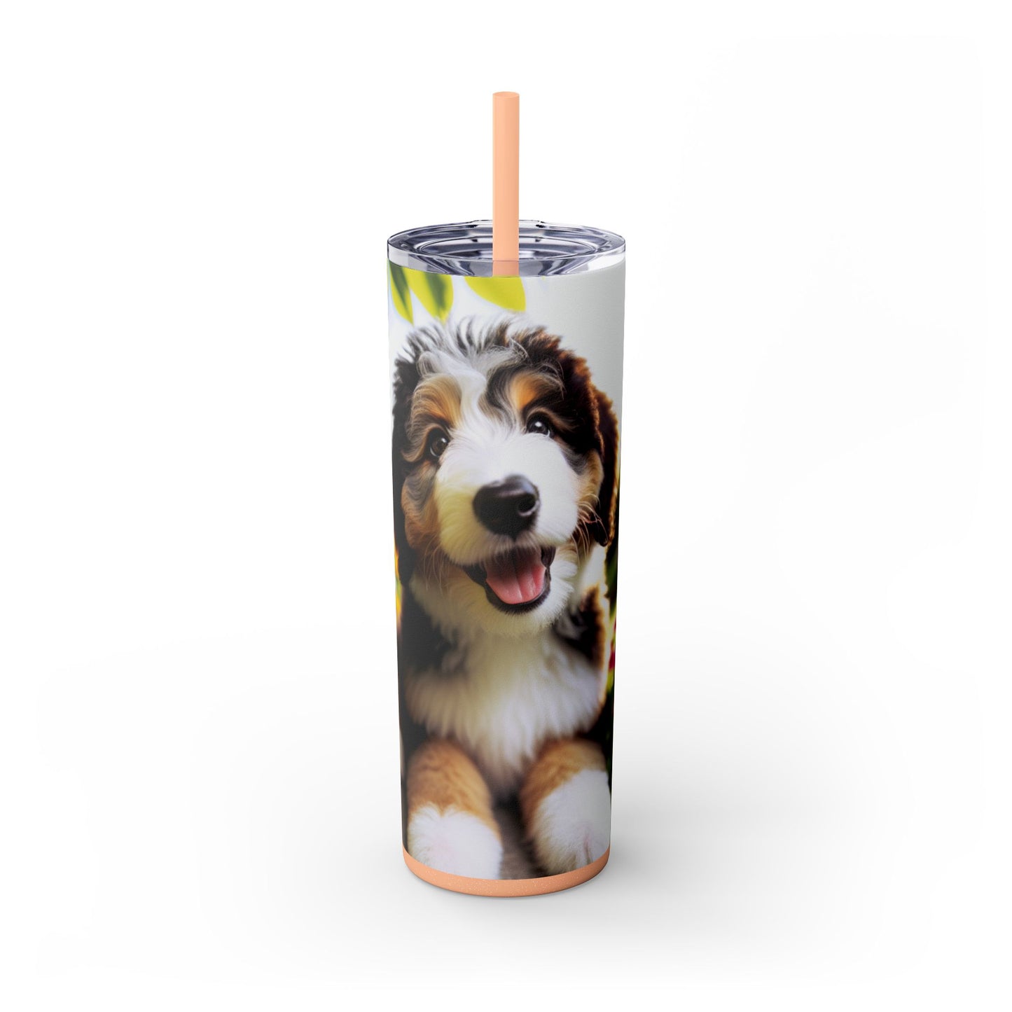 Bernedoodle Skinny Tumbler with Straw, 20oz