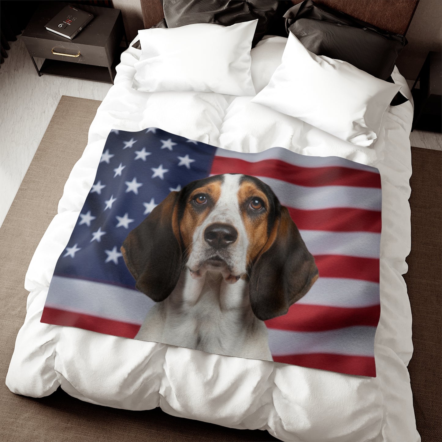 American English Coonhound Patriotic Blanket