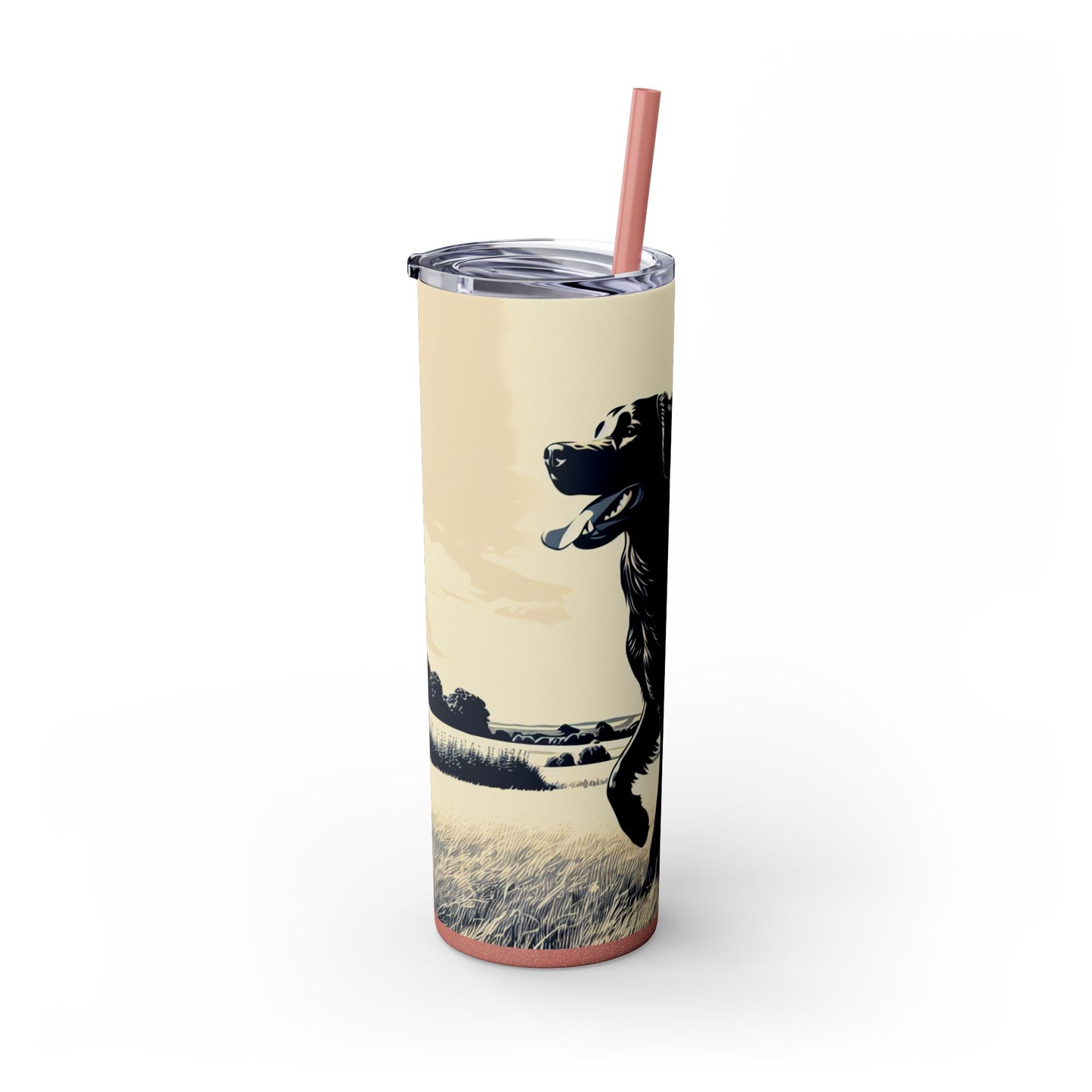 Flat Coated Retriever Tumbler with Straw, 20oz