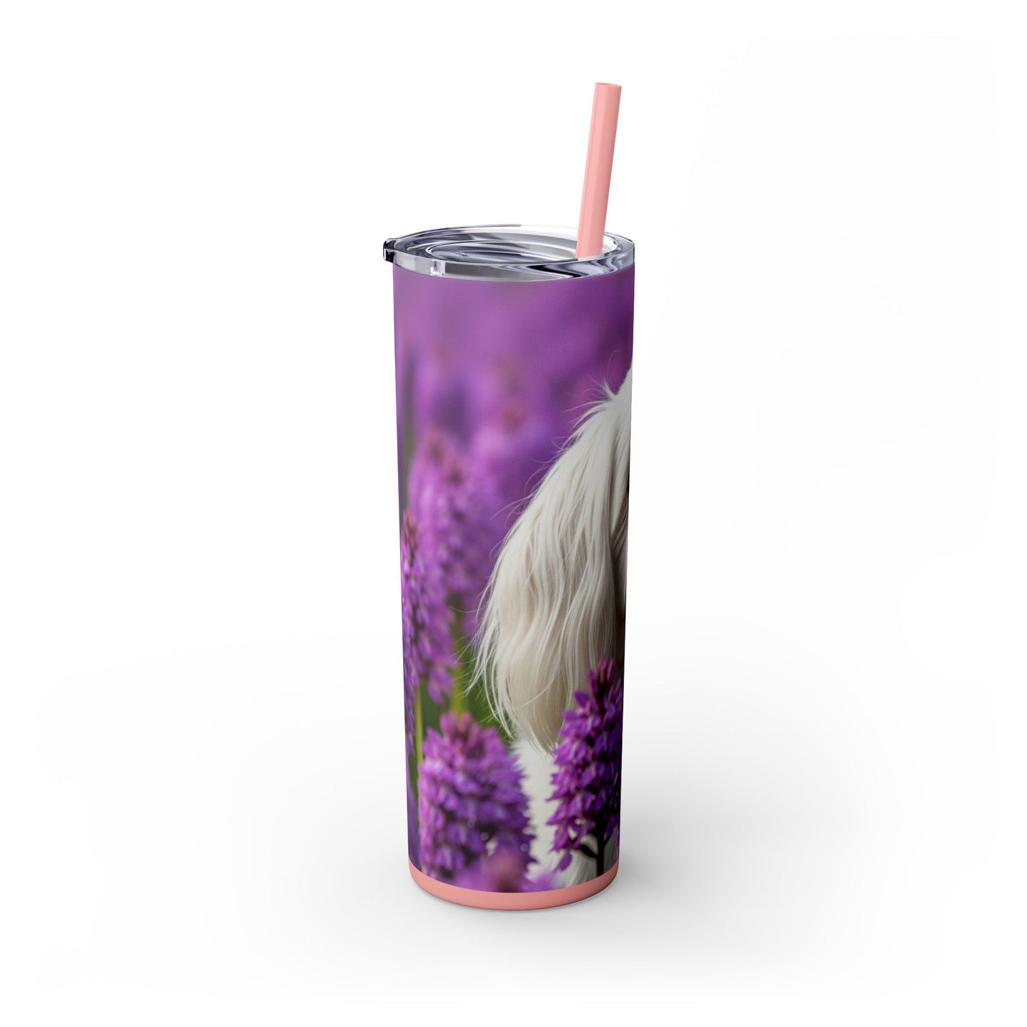 Maltese Skinny Tumbler with Straw, 20oz