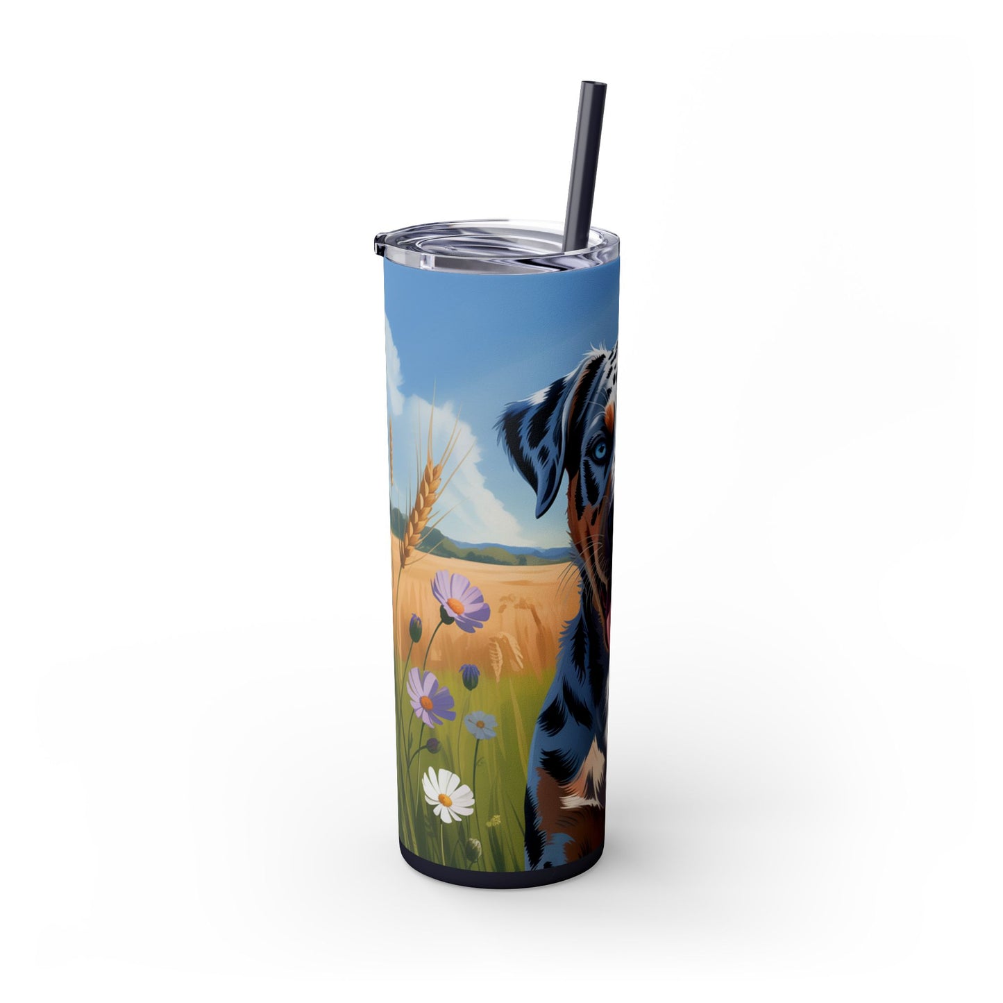 Catahoula Leopard Dog Skinny Tumbler with Straw, 20oz