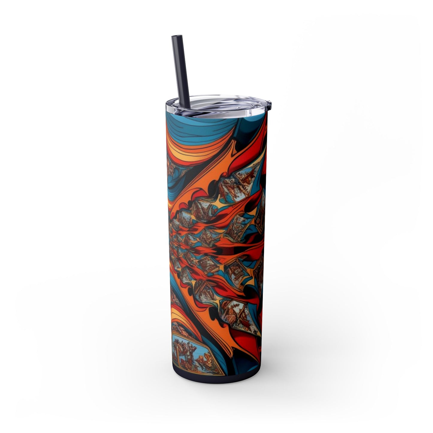 Optical Illusion Skinny Tumbler with Straw, 20oz